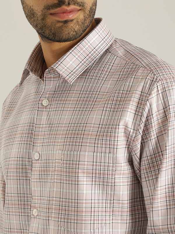 Indian Terrain Men Checkered Pink Shirt